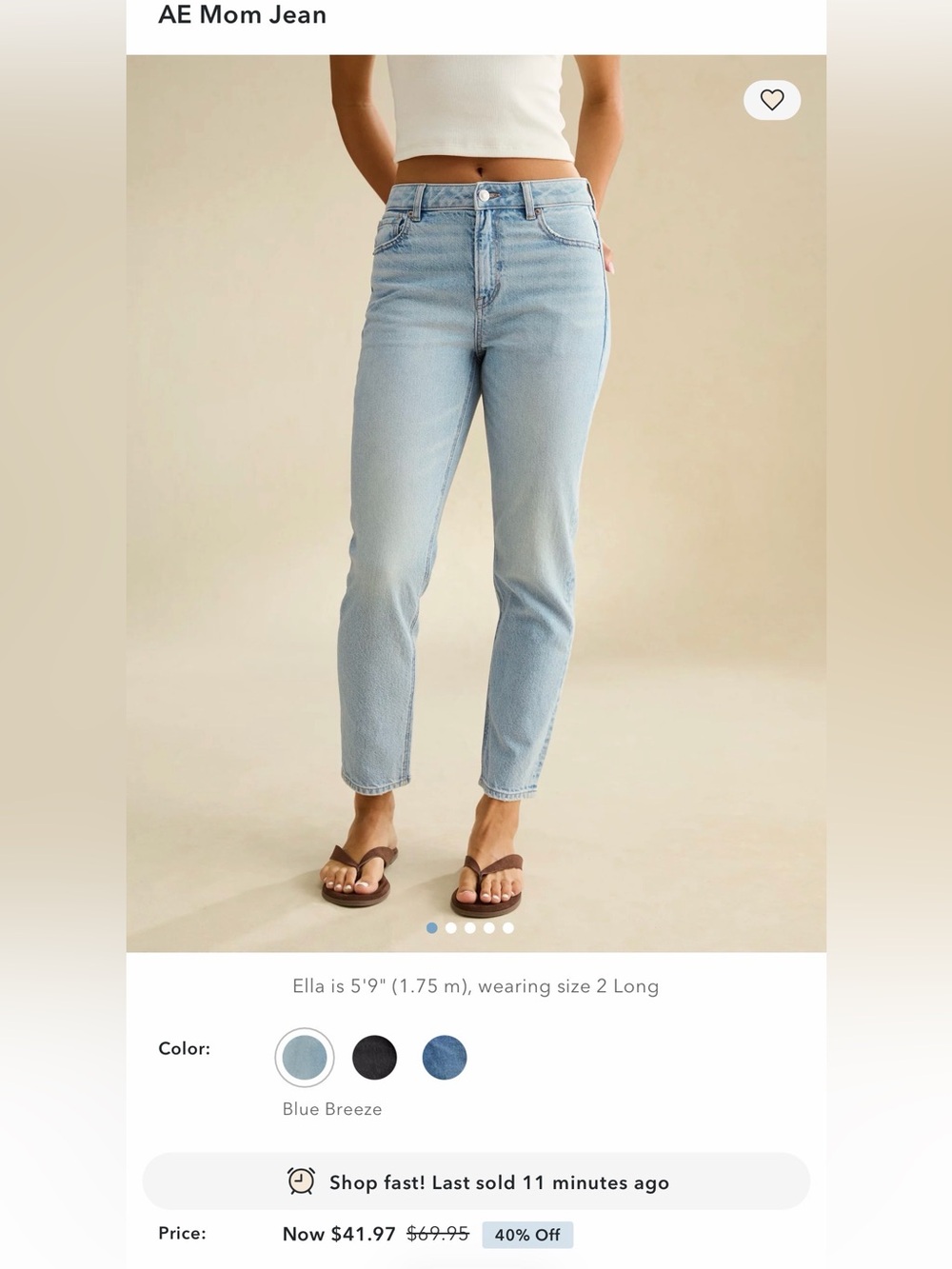 American Eagle Women’s 8 High-Rise Strigid Mom Light Blue Jeans